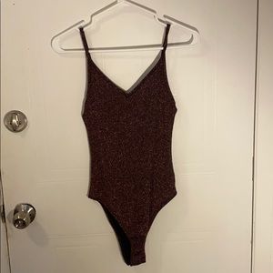 Topshop pink sparkly bodysuit